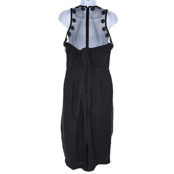 RACHEL GILBERT Women's Black Silk Cocktail Beaded Midi Length Dress Size 5/XXL - Picture 5 of 5